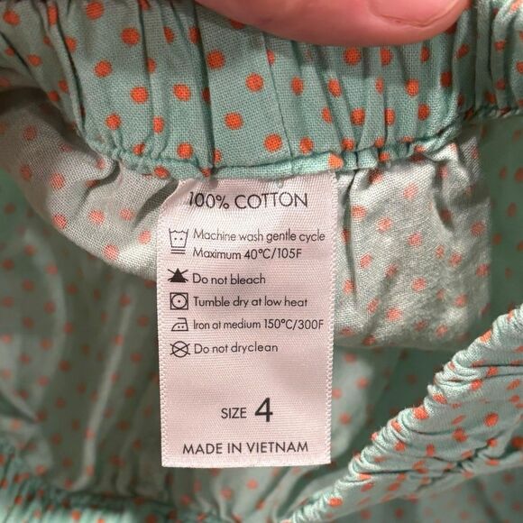 Girls Aqua Polka Dot Ruffle Hem Pants Size 4 Cotton Boutique Style - Picture 2 of 4